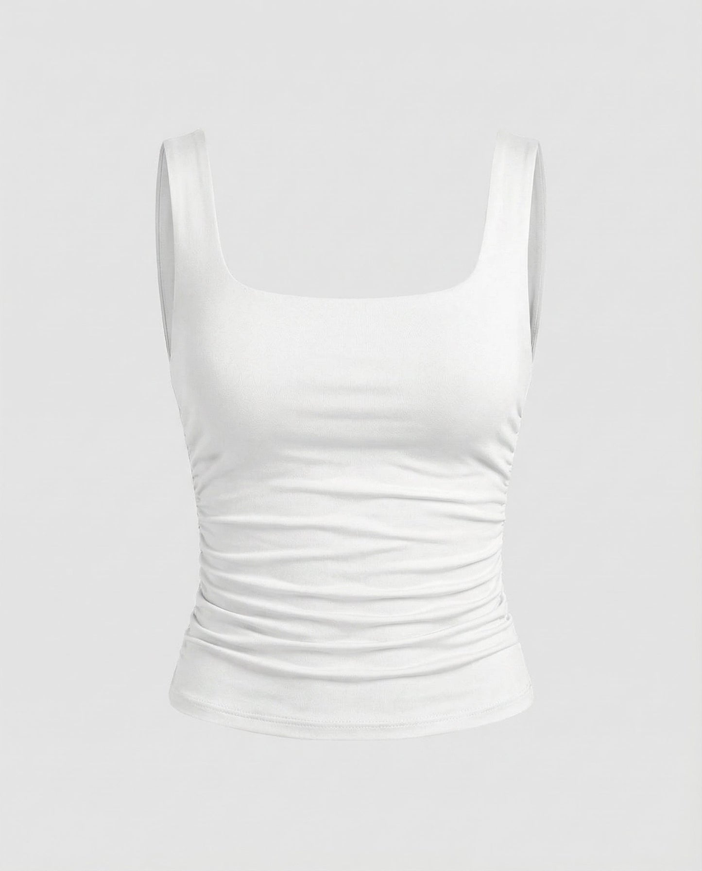 Phoebe | Tank Top Black Ruched Square Neck Sleeveless for Women