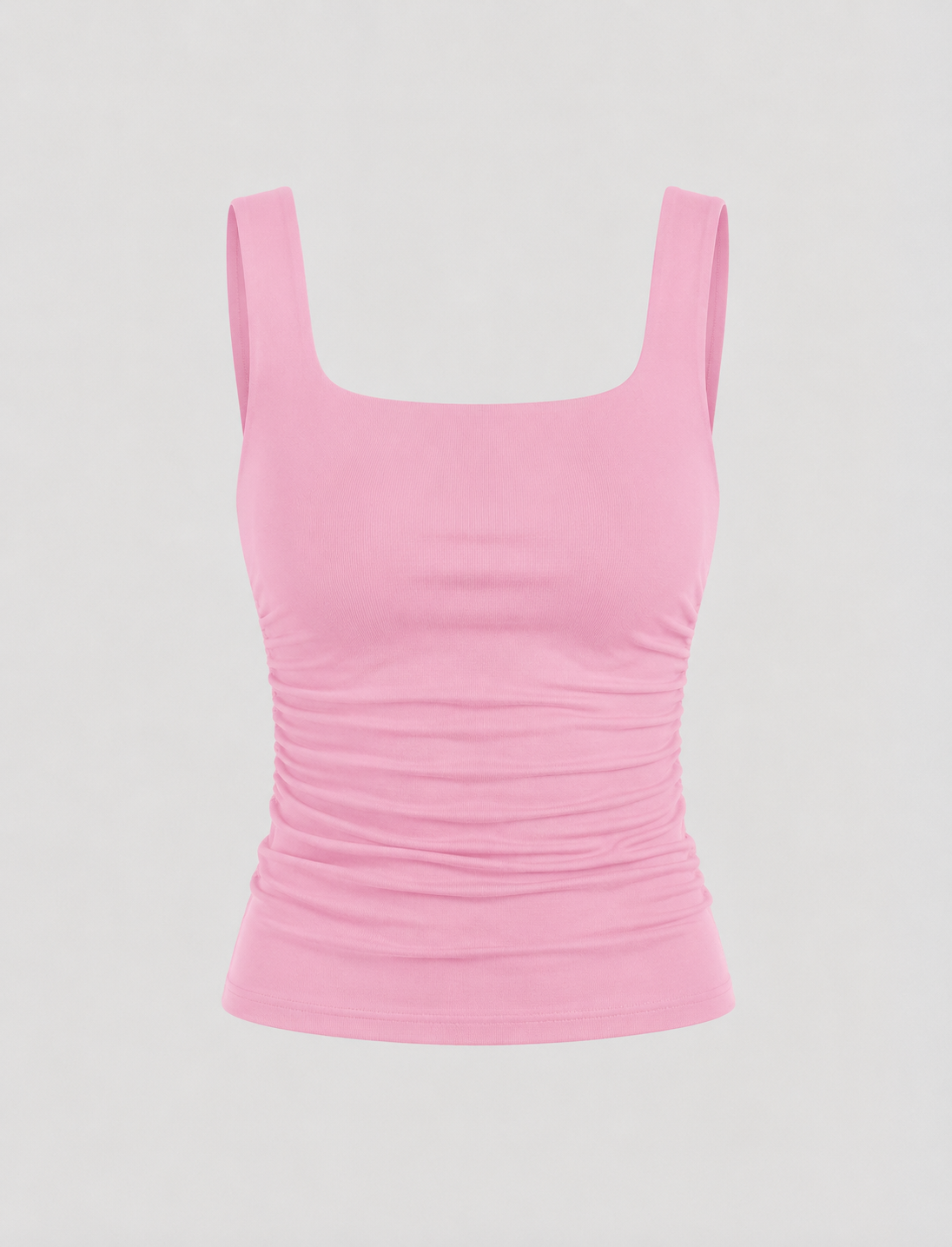 Phoebe | Tank Top Black Ruched Square Neck Sleeveless for Women