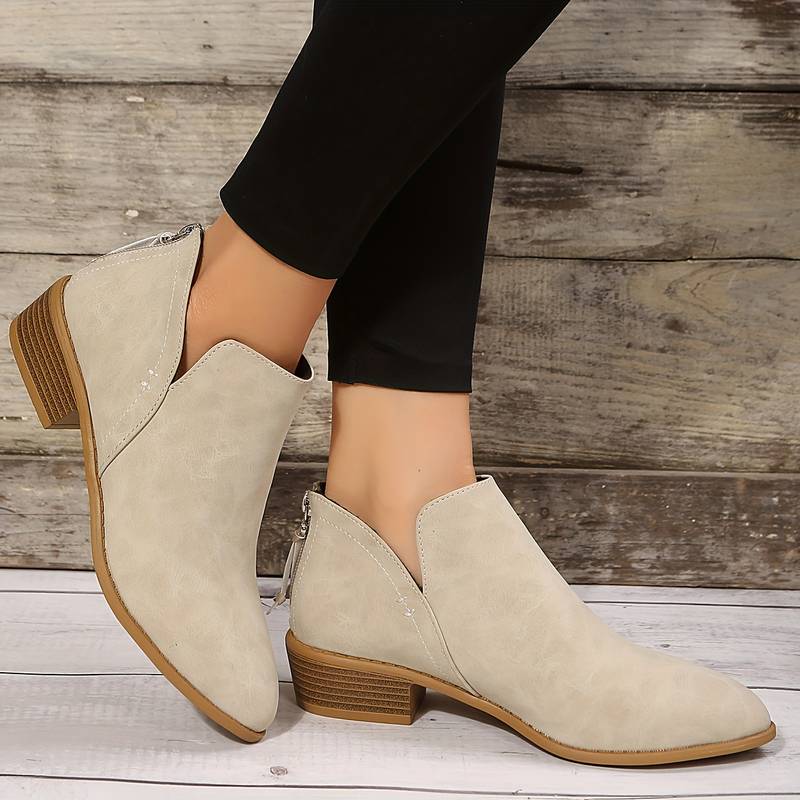 Elvira | Ankle Boots Green Suede Pointed Toe Block Heel for Women