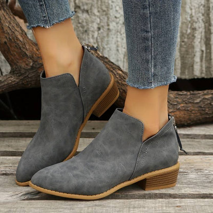 Elvira | Ankle Boots Green Suede Pointed Toe Block Heel for Women