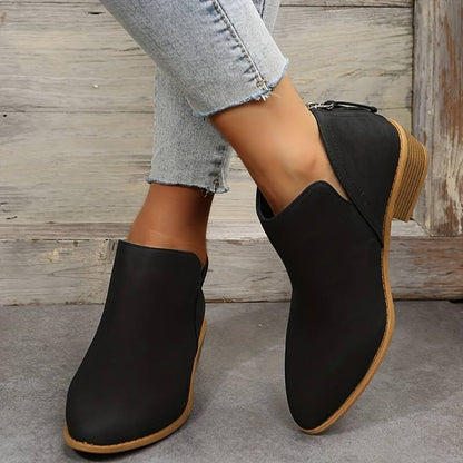 Elvira | Ankle Boots Green Suede Pointed Toe Block Heel for Women
