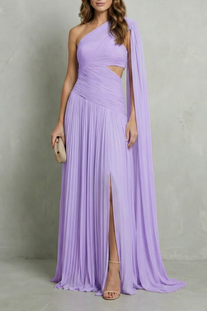 Rosalind | Maxi Dress Mint Green Chiffon One-Shoulder Cape for Women