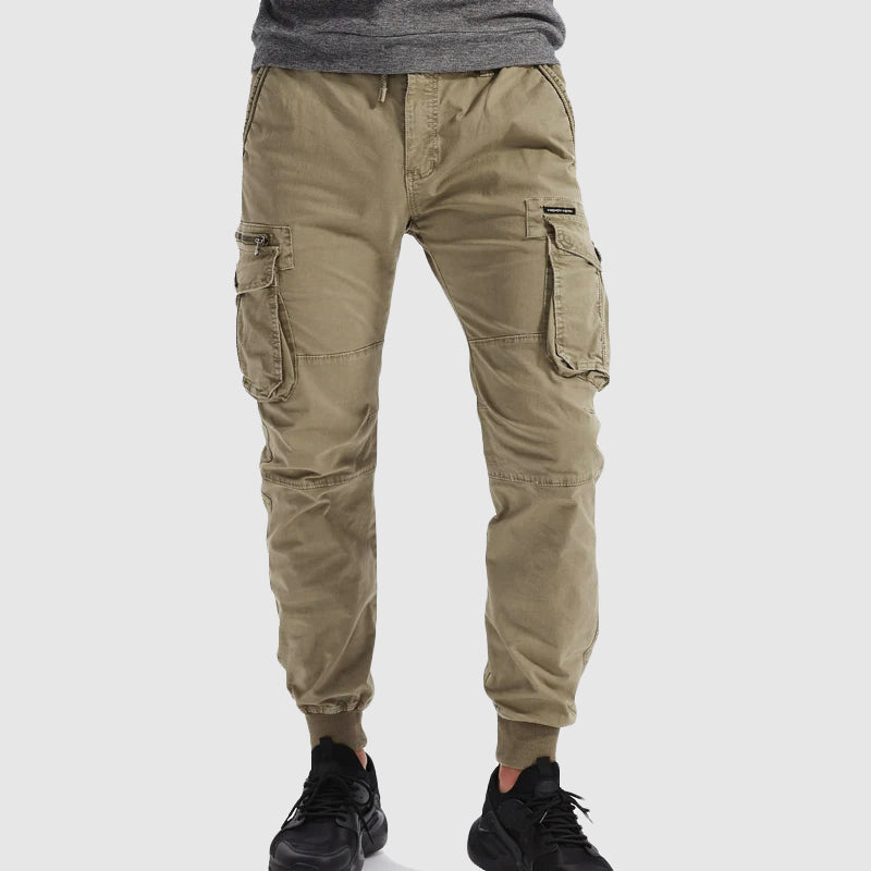 Digby | Cargo Joggers Khaki Cotton Cuffed Drawstring for Men