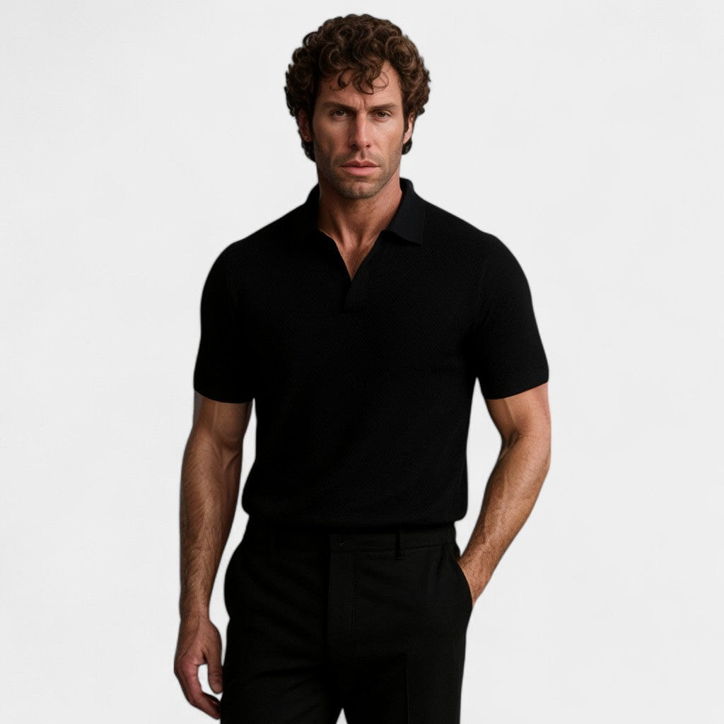 Tristan | Polo Shirt Cream Knit Open Collar Short Sleeve for Men