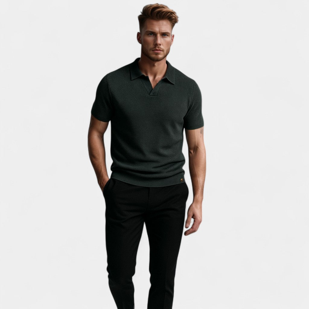 Tristan | Polo Shirt Cream Knit Open Collar Short Sleeve for Men