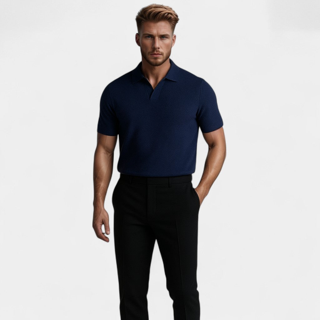 Tristan | Polo Shirt Cream Knit Open Collar Short Sleeve for Men