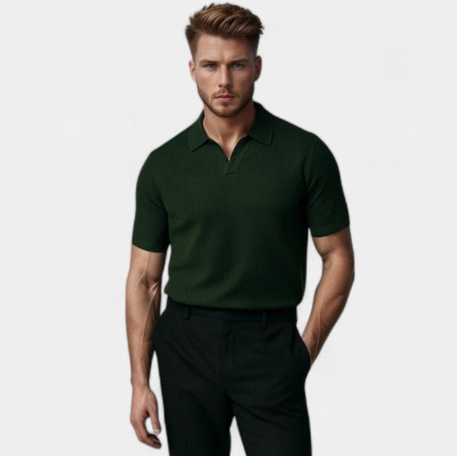 Tristan | Polo Shirt Cream Knit Open Collar Short Sleeve for Men