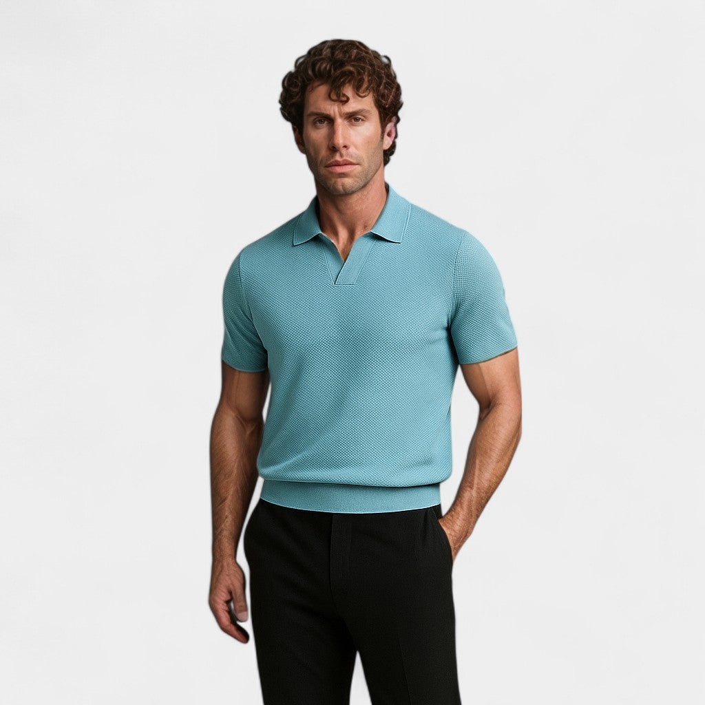 Tristan | Polo Shirt Cream Knit Open Collar Short Sleeve for Men
