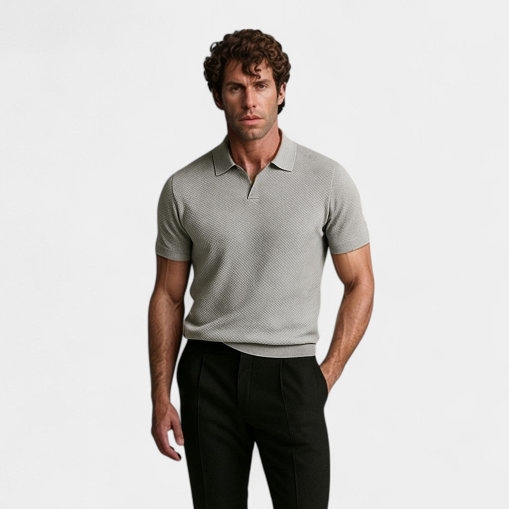 Tristan | Polo Shirt Cream Knit Open Collar Short Sleeve for Men