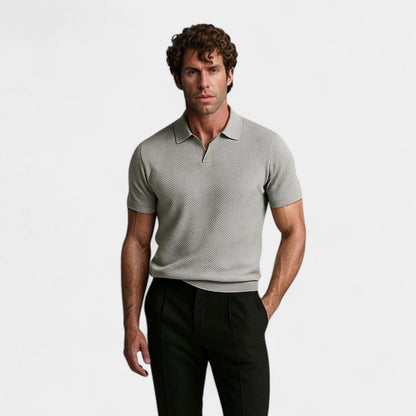 Tristan | Polo Shirt Cream Knit Open Collar Short Sleeve for Men