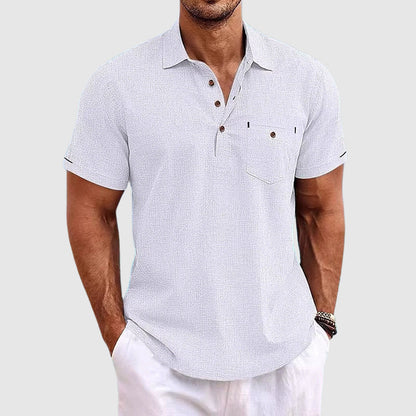 Rowan | Polo Shirt Sky Blue Linen Short Sleeve for Men