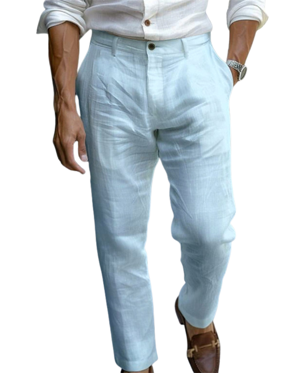 Leopold | Tailored Trousers Beige Linen Lightweight for Men