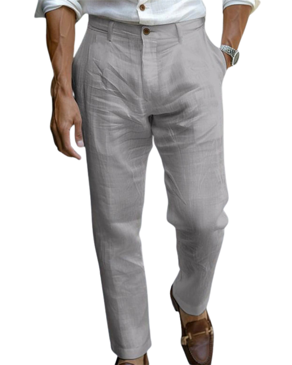 Leopold | Tailored Trousers Beige Linen Lightweight for Men