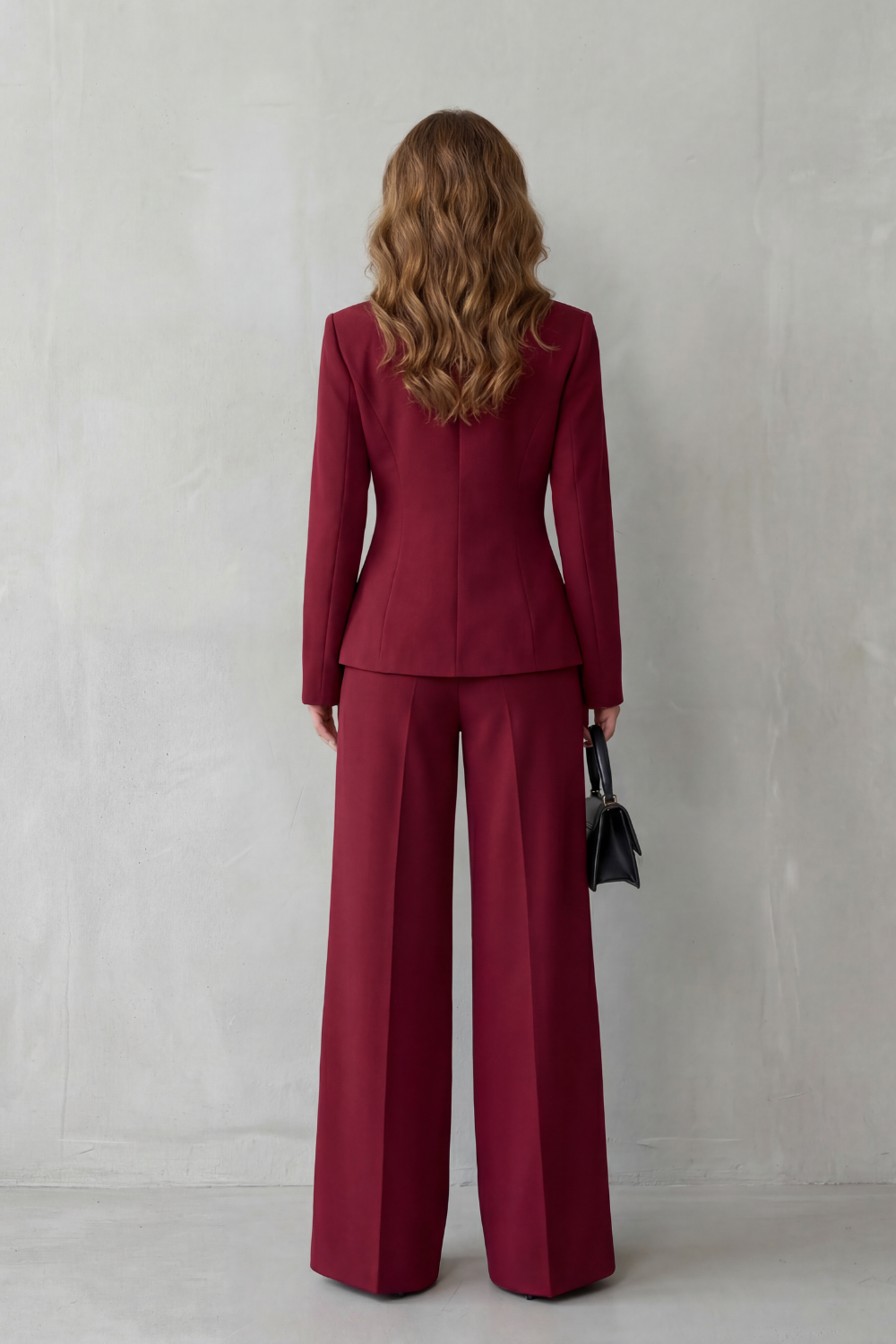 Phoebe | Tailored Suit Set Camel Stretch Blazer Wide-Leg Trousers for Women