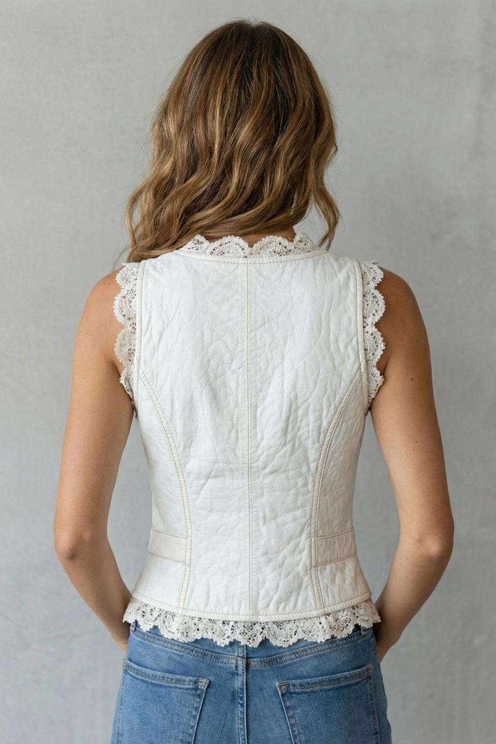 Rosalind | Corset Top White Cotton Lace Trim Button-Front Sleeveless for Women