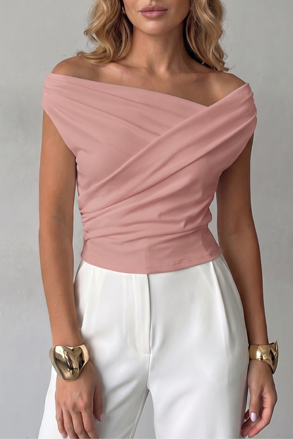 Helena | Off-Shoulder Top Black Ruched Asymmetric for Women