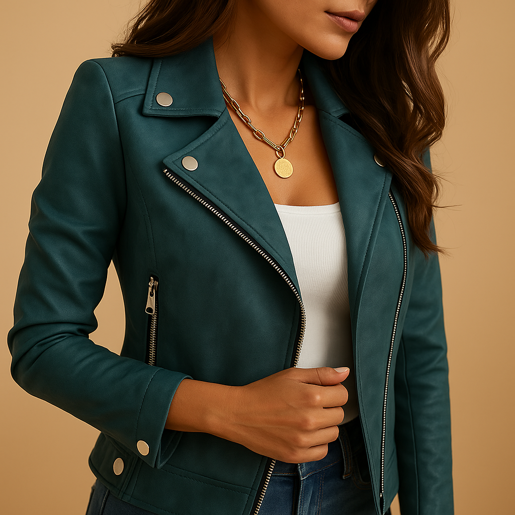 Harriet | Biker Jacket Camel Faux Suede Slim Fit for Women