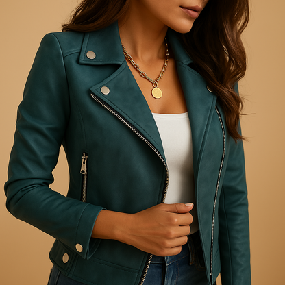 Harriet | Biker Jacket Camel Faux Suede Slim Fit for Women