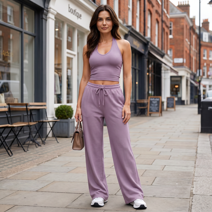 Cecily | Wide-Leg Trousers Black Soft Drawstring High-Waist for Women