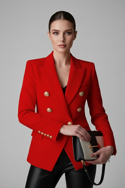 Valentina | Double-Breasted Blazer Black Tailored Gold Button for Women