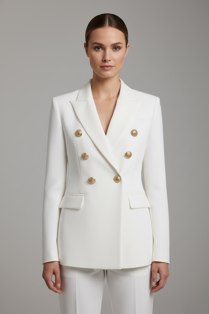 Valentina | Double-Breasted Blazer Black Tailored Gold Button for Women