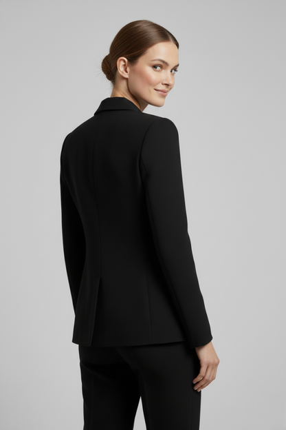 Valentina | Double-Breasted Blazer Black Tailored Gold Button for Women
