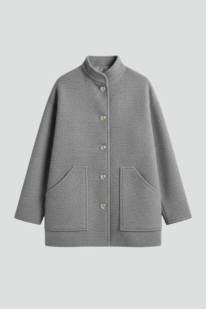 Ernestine | Jacket Grey Wool-Blend Relaxed Fit for Women
