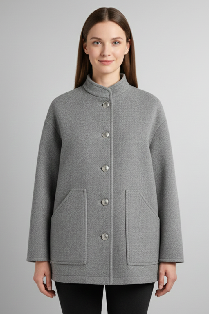Ernestine | Jacket Grey Wool-Blend Relaxed Fit for Women