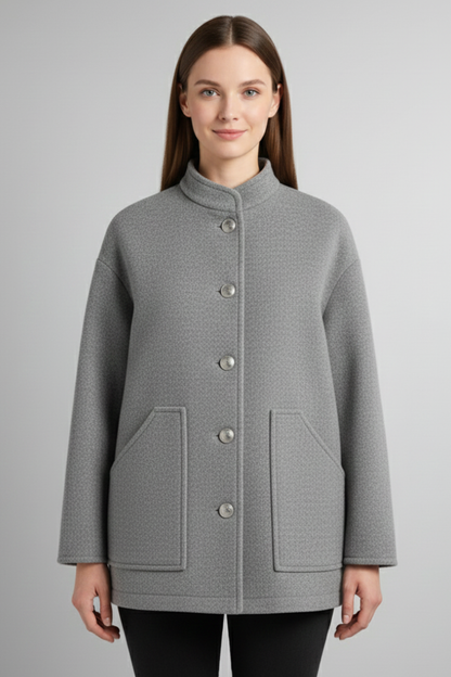Ernestine | Jacket Grey Wool-Blend Relaxed Fit for Women