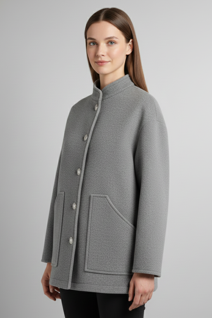 Ernestine | Jacket Grey Wool-Blend Relaxed Fit for Women