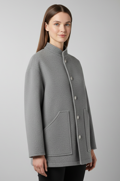 Ernestine | Jacket Grey Wool-Blend Relaxed Fit for Women