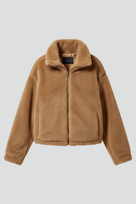 Clover | Sherpa Jacket Camel Fleece Zip-Up for Women