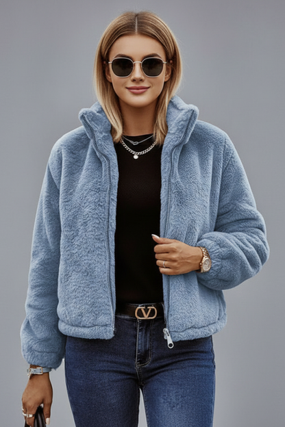 Clover | Sherpa Jacket Camel Fleece Zip-Up for Women