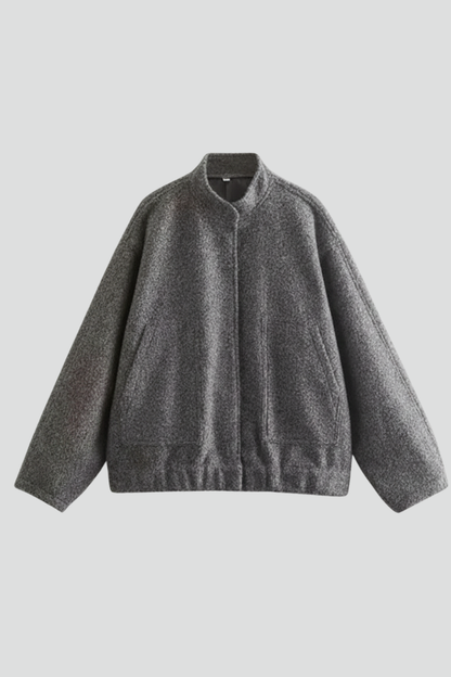 Frances | Bomber Jacket Charcoal Grey Fleece Oversized for Women