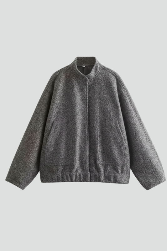 Frances | Bomber Jacket Charcoal Grey Fleece Oversized for Women