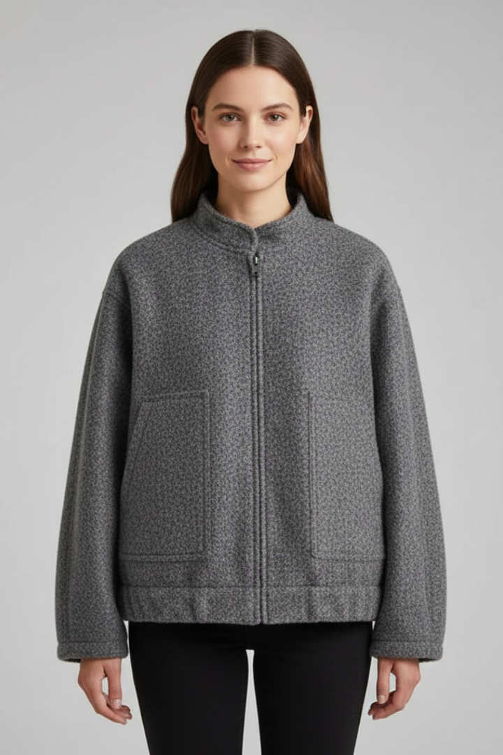 Frances | Bomber Jacket Charcoal Grey Fleece Oversized for Women