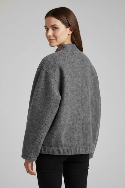 Frances | Bomber Jacket Charcoal Grey Fleece Oversized for Women