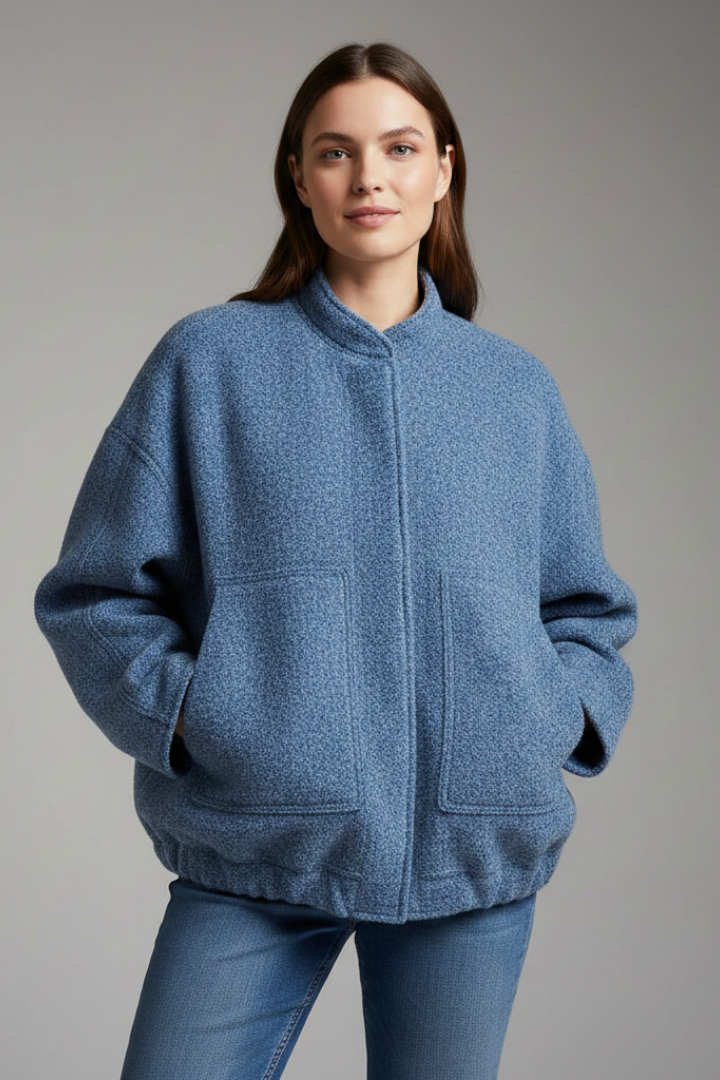 Frances | Bomber Jacket Charcoal Grey Fleece Oversized for Women