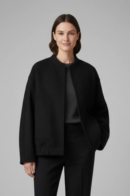 Frances | Bomber Jacket Charcoal Grey Fleece Oversized for Women