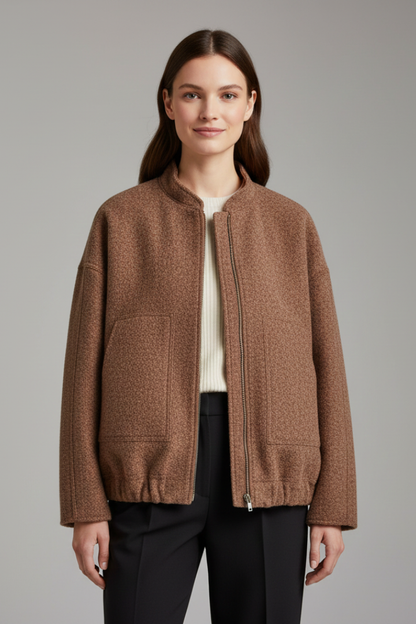 Frances | Bomber Jacket Charcoal Grey Fleece Oversized for Women