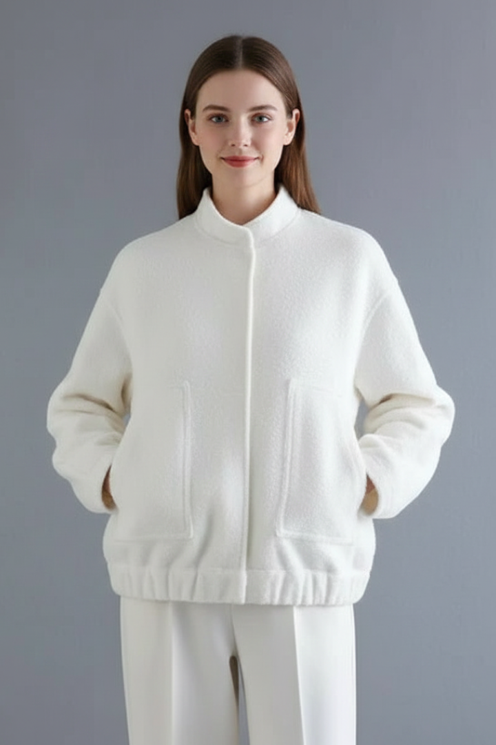 Frances | Bomber Jacket Charcoal Grey Fleece Oversized for Women