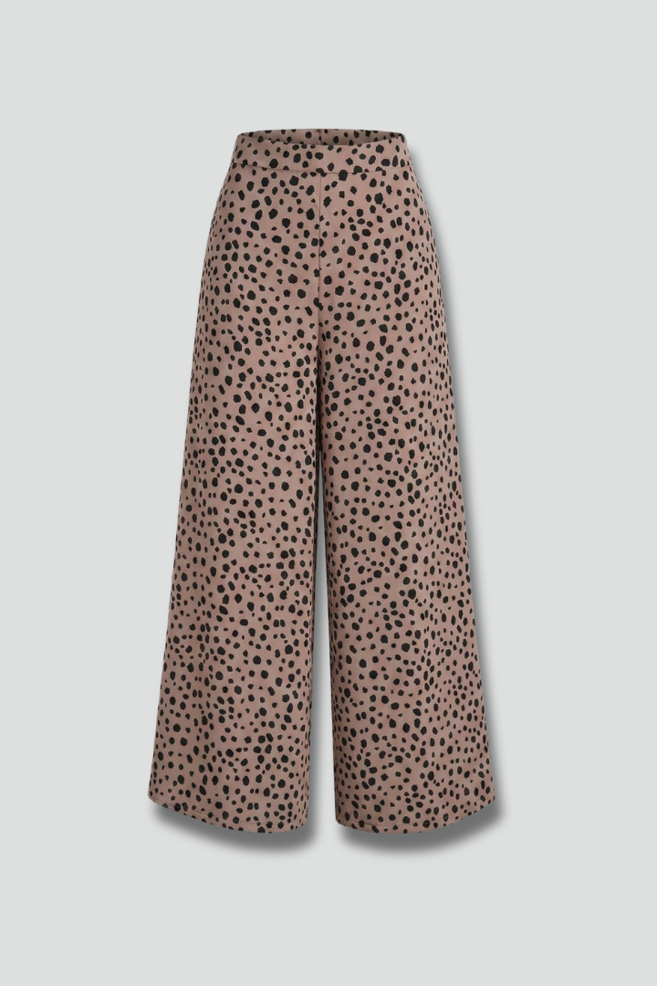 Dorcas | Palazzo Trousers Taupe Spot Print Wide-Leg for Women