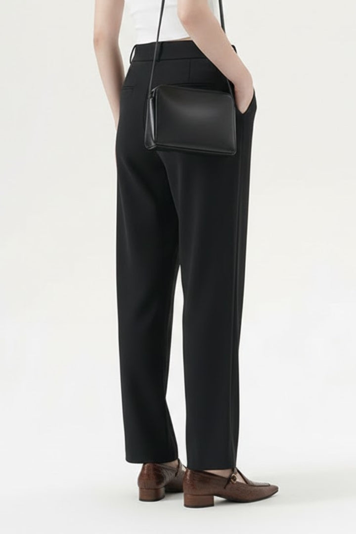 Dulcie | Straight-Leg Trousers Black Pleated High-Waisted for Women
