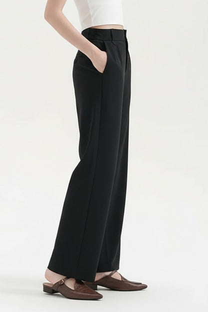 Dulcie | Straight-Leg Trousers Black Pleated High-Waisted for Women