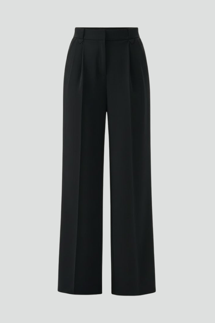 Dulcie | Straight-Leg Trousers Black Pleated High-Waisted for Women