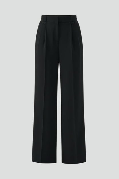Dulcie | Straight-Leg Trousers Black Pleated High-Waisted for Women