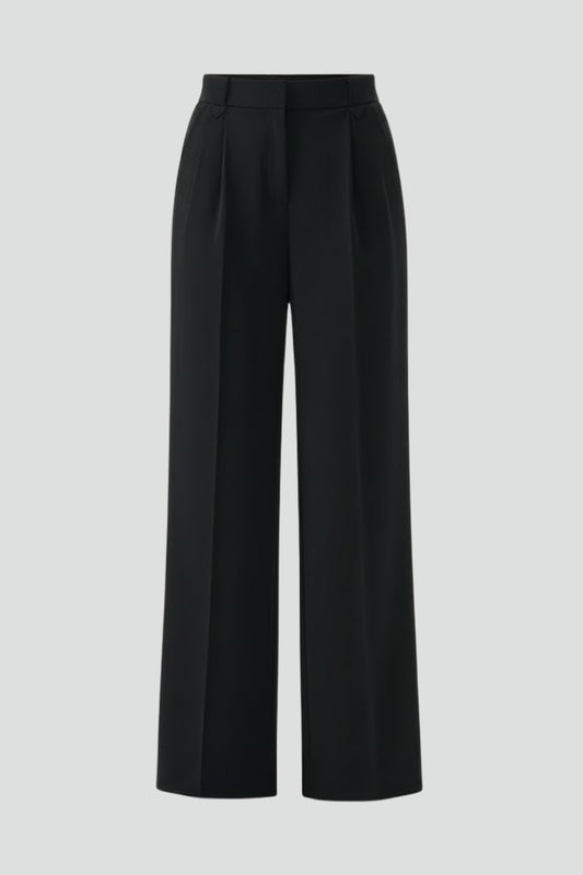 Dulcie | Straight-Leg Trousers Black Pleated High-Waisted for Women