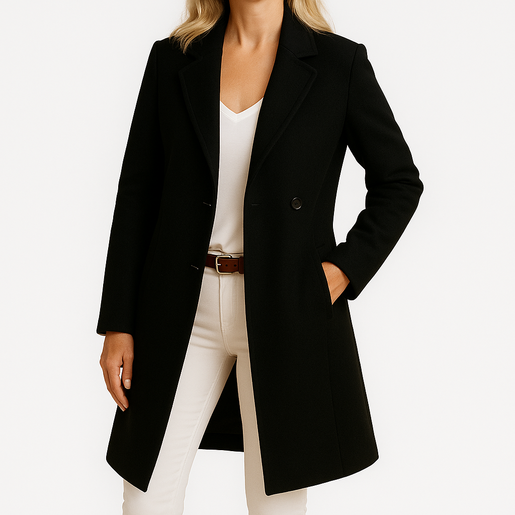 Harriet | Overcoat Camel Wool-Blend Double-Breasted Tailored for Women