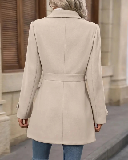 Robyn | Wool-Blend Coat Beige Tailored Button-Front for Women