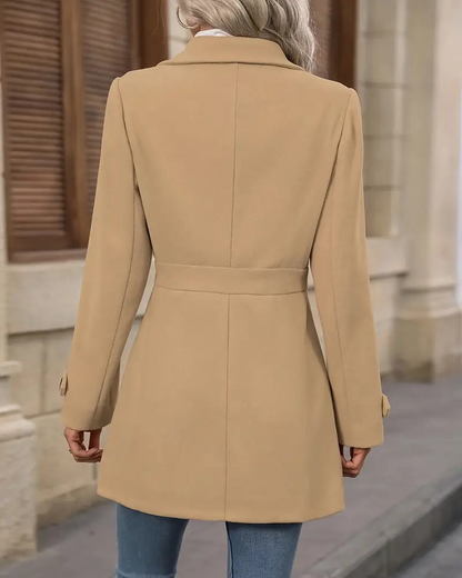Robyn | Wool-Blend Coat Beige Tailored Button-Front for Women